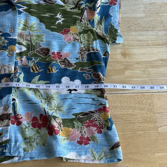 Tori Richard Disney Honolulu Hawaii Aulani Resort Blue Shirt Buttons Large EUC - Picture 7 of 14